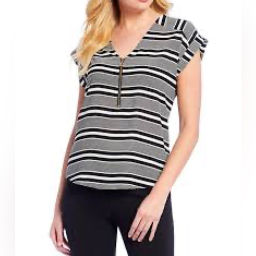 Calvin Klein Black and White Striped Blouse
